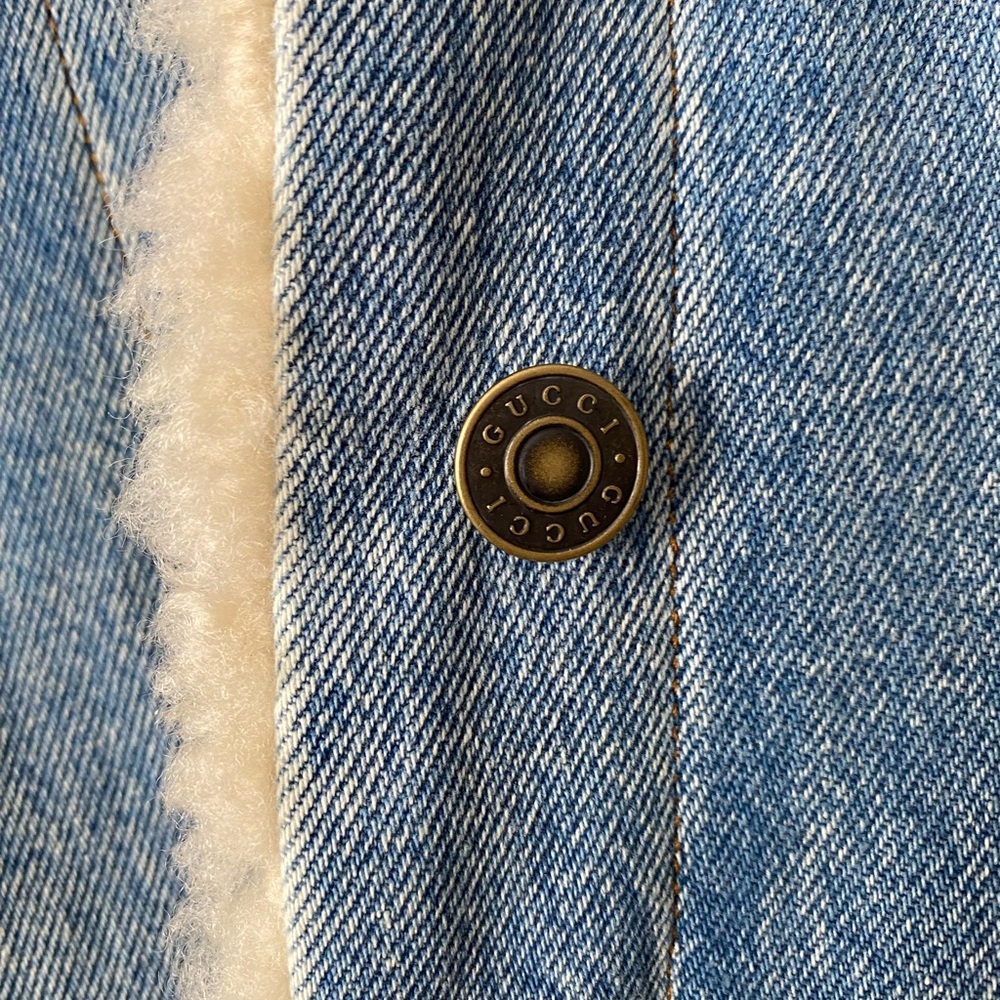 Authentic Shearling GUCCI Embroidered Denim Jacket - Picture 7 of 15
